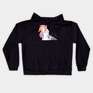 rainbow unicorn skeleton Kids Hoodie